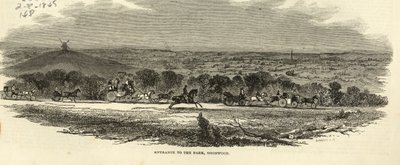 1845年8月2日の「The Illustrated London News」からのグッドウッド公園への入り口 作： English School